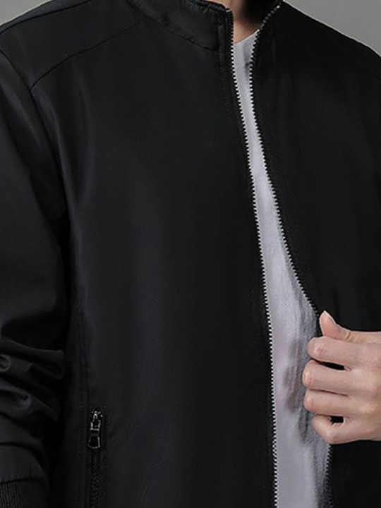 Men Stand Collar Tailored Jacket