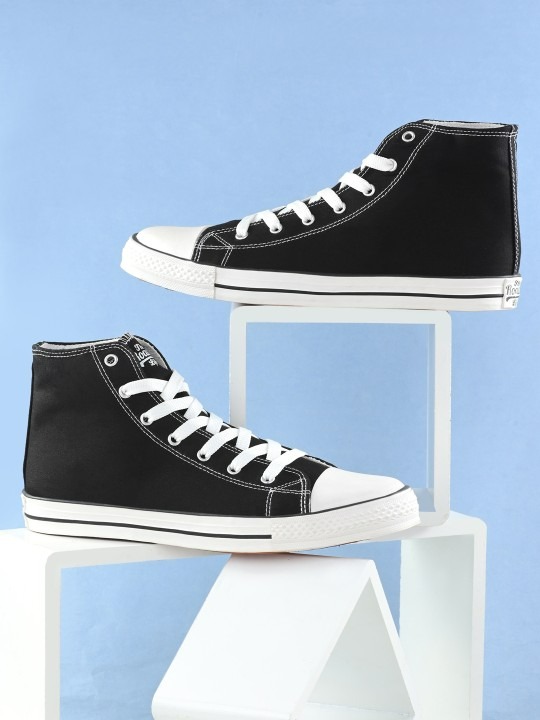 Men Black Colourblocked Casual Textile Sneakers