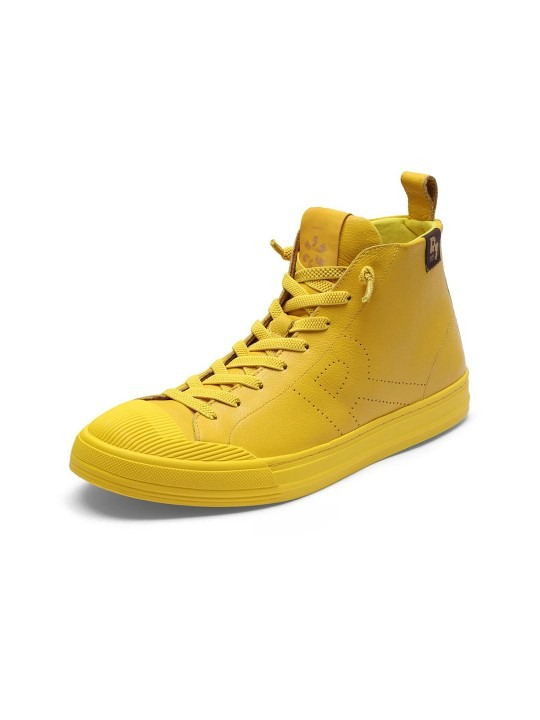 Men Leather Round Toe Lace-Ups Sneakers