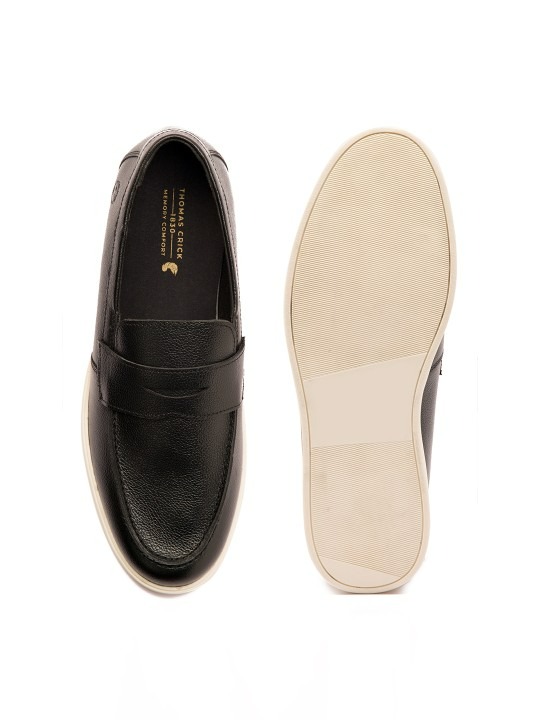 Men Round Toe Comfort Insole Leather Penny Loafers