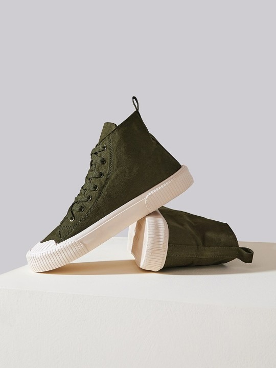 Men Hi-Top Canvas Lace Up Sneakers