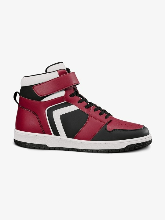 Men's Red & Black Color Block High Top Sneakers