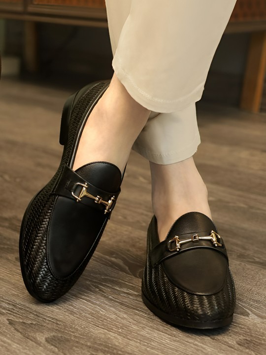 Men Textured Leather Formal Loafers