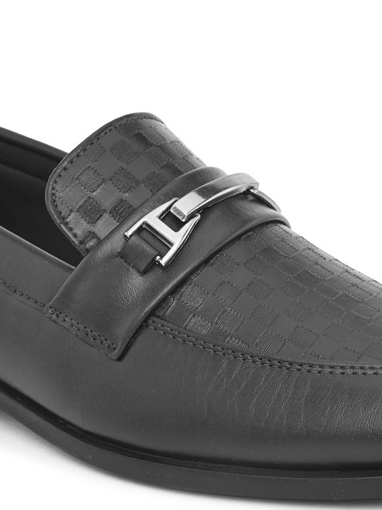 Men Textured Formal Slip-On Loafers