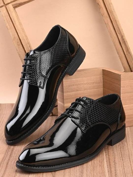 Men Textured Pointed Toe Formal Derbys