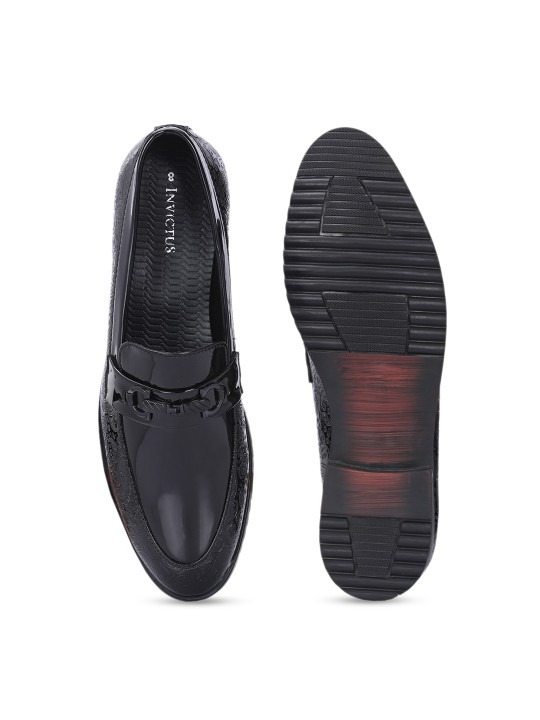 Men Round Toe Faux Leather Formal Slip On Loafers