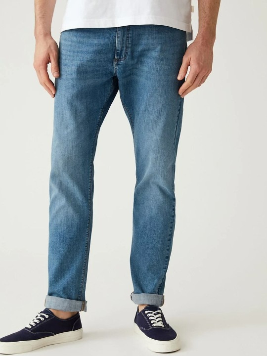 Men Slim Fit Light Fade Cotton Jeans