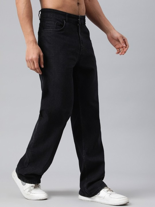 Men Black Jean Straight Fit Low-Rise Clean Look Stretchable Jeans