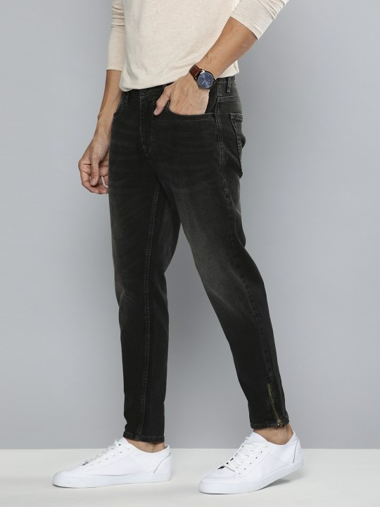 Men Black Slim Tapered Fit Mid-Rise Clean Look Stretchable Jeans