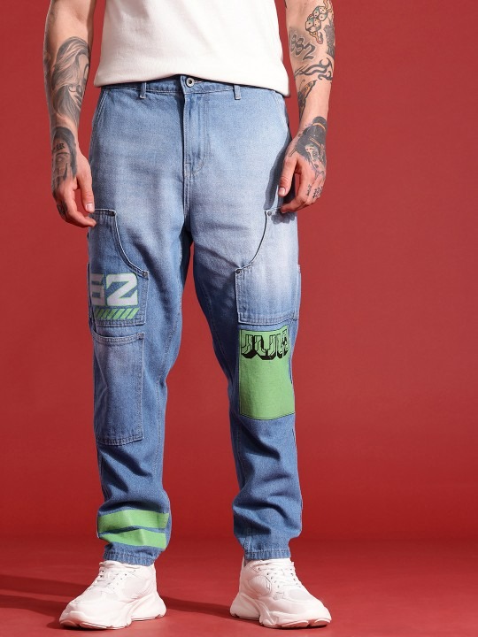 Men Buda Fit Light Fade Printed Jeans