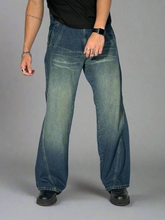 Men Mid-Rise Heavy Fade Baggy Jeans