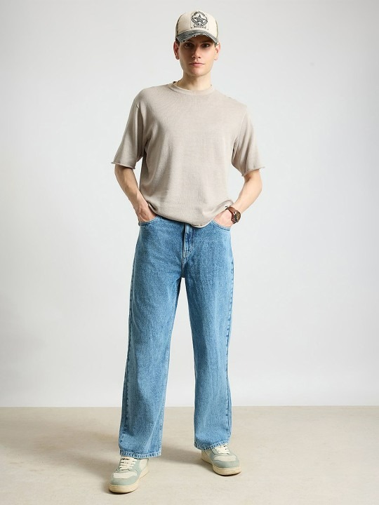 Men Cotton Straight Fit Mid-Rise Jeans