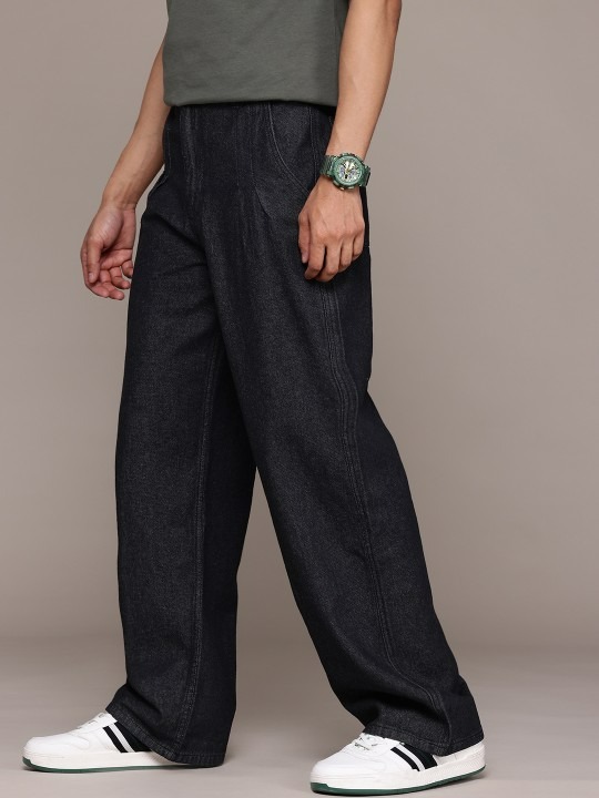 The Lifestyle Co. Men Wide Leg Mid-Rise Pure Cotton Jeans