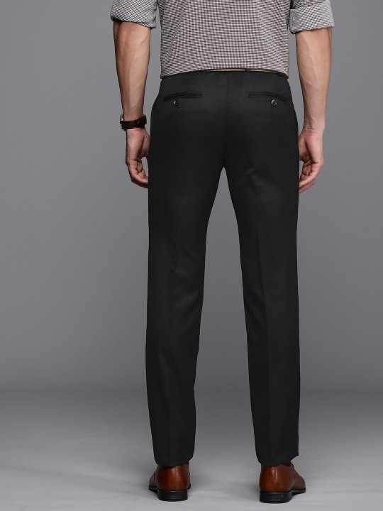 Men Textured Slim Fit Formal Trousers