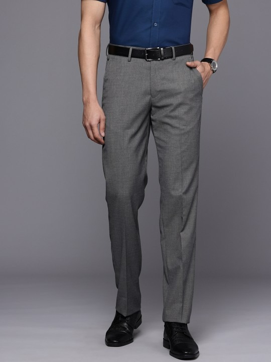 Men Textured Formal Trousers