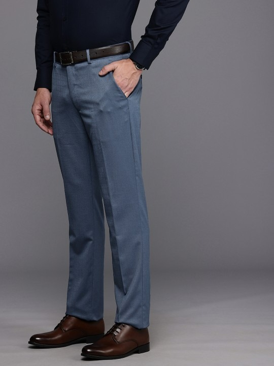 Men Textured Fit Formal Trousers