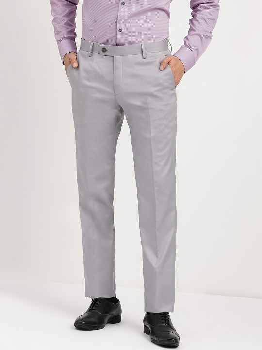 Men Autoflex Twill Mid Rise Formal Trousers