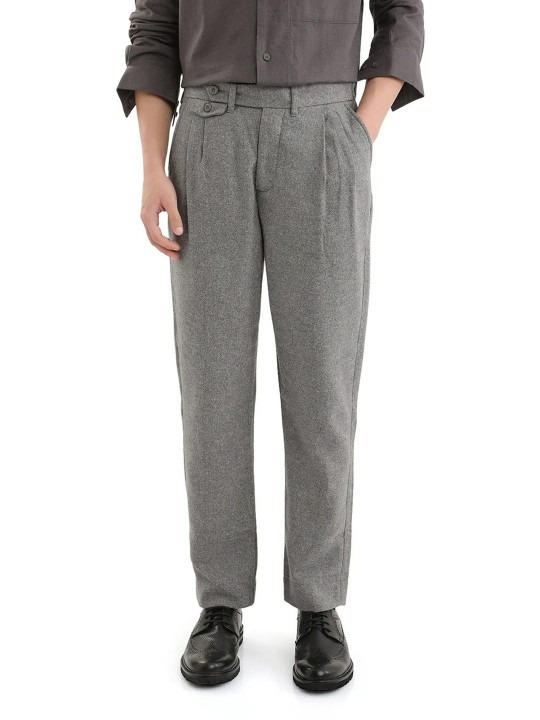 Men Comfort Pleated Cotton Formal Trousers