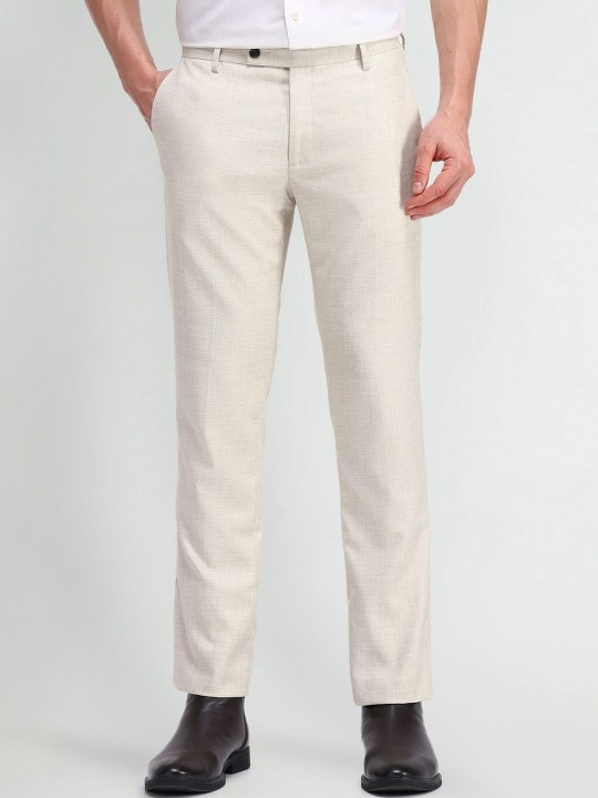 Men Textured Urban Slim Tapered Fit Trousers