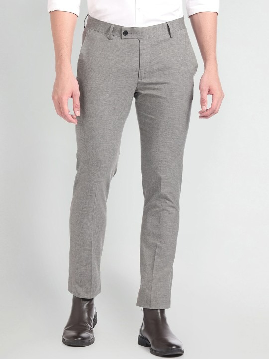 Men Mid-Rise Tailored Fit Formal Trousers