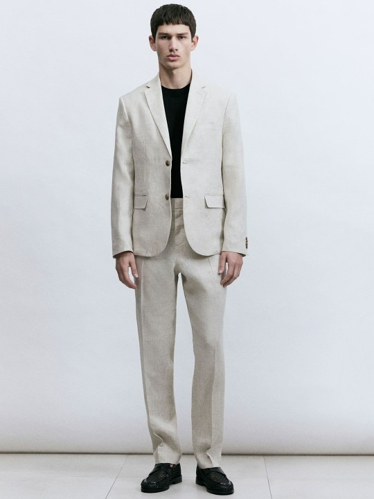 Slim Fit Linen Suit Trousers