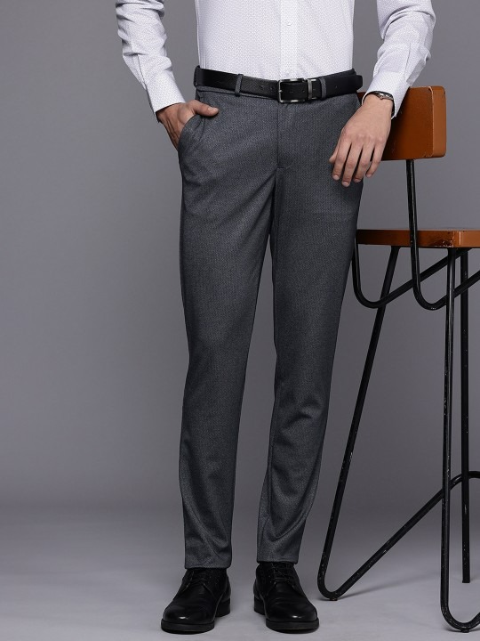 Men Printed Slim Tapered Fit Formal Trousers