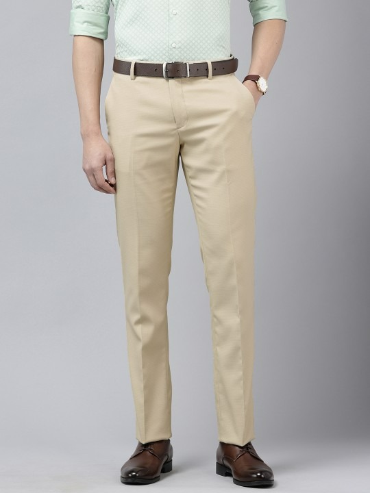Men Hudson Tailored Fit Textured Formal Trousers
