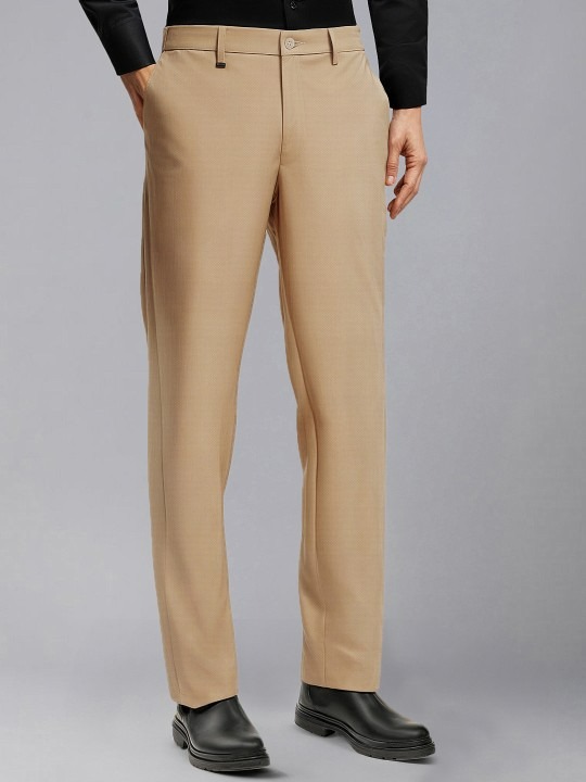 Men Self-Design Slim Fit Formal Trousers