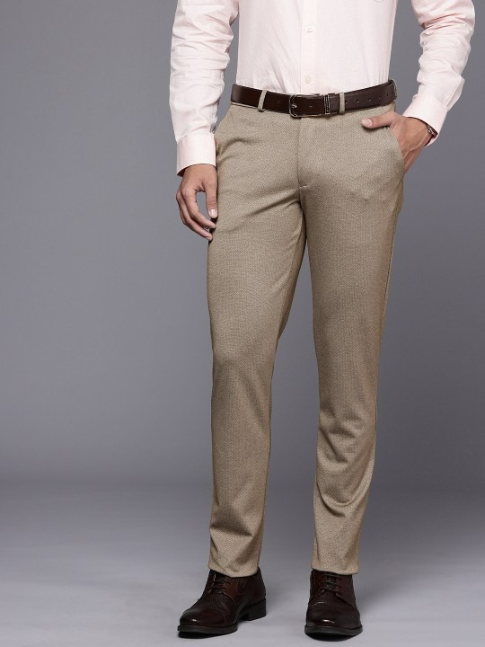 Men Printed Slim Tapered Formal Trousers
