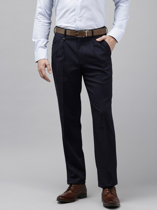 Men Custom Fit Pleated Formal Trousers