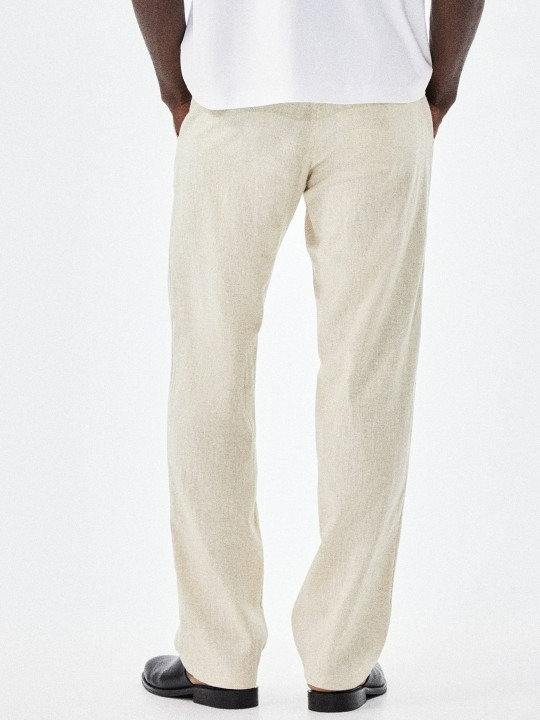 Men Regular Fit Linen-Blend Trousers