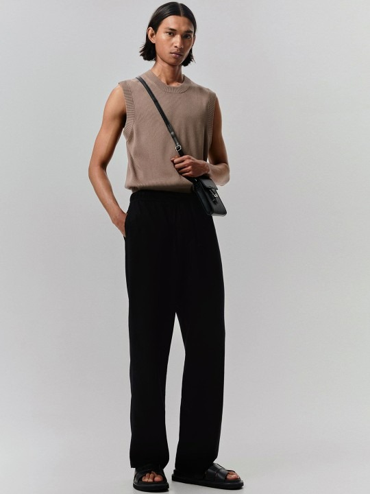Relaxed Fit Linen-Blend Trousers
