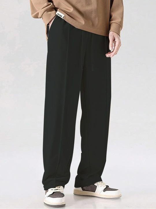 Men Cotton Mid Rise Relaxed Fit Trousers