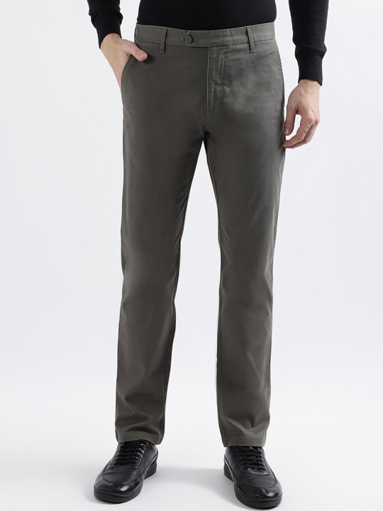 Men Slim Fit Mid-Rise Cotton Formal Trousers