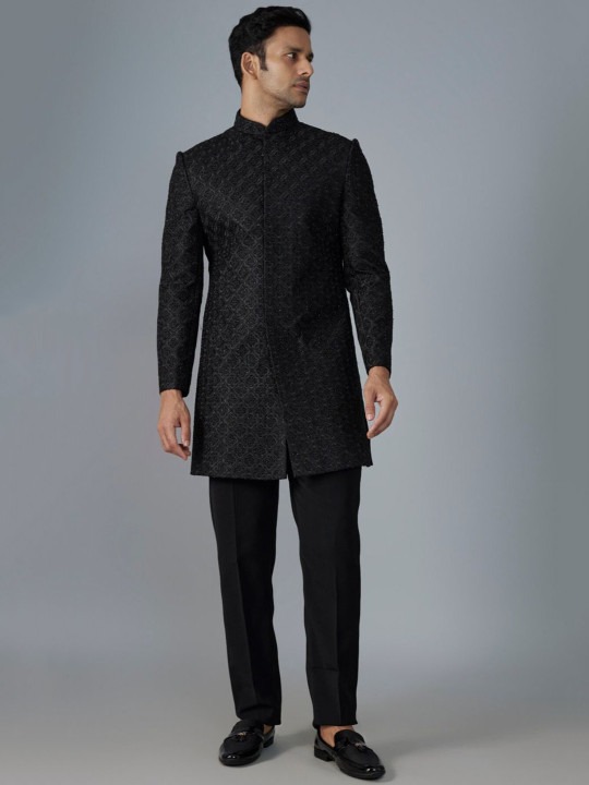 Men Hand Embroidered Sherwani Set