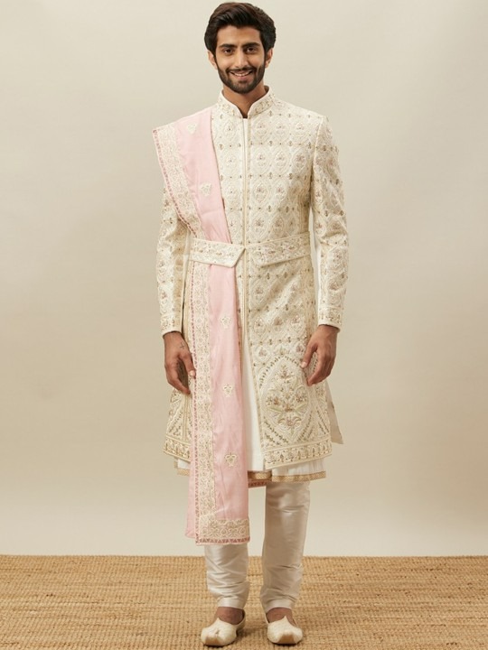 Embroidered Mandarin Collar Sherwani