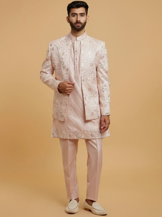 Men Mandarin Collar Sherwani With Trousers