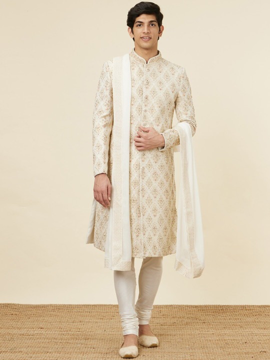 Embroidered Mandarin Collar Sherwani
