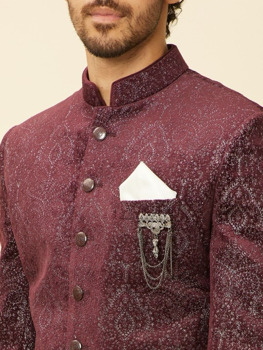 Men Self Design Indo Western Set