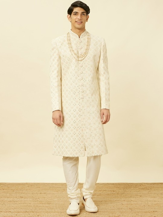 Georgette Embroidered Sherwani Set