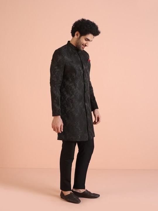 Men Self-Design Indowestern Sherwani & Trousers Set