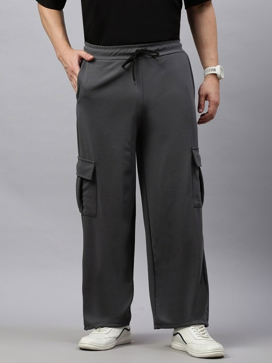 Men Cotton Relaxed-Fit Mid Rise Track Pants