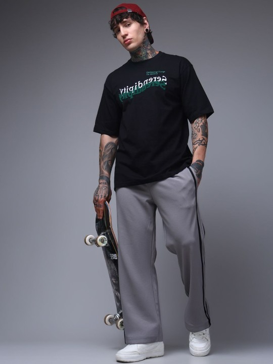 Striped Men Baggy-Fit Mid-Rise Track Pants