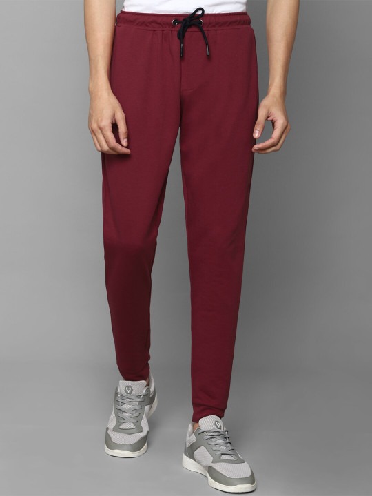 Men Maroon Solid Joggers