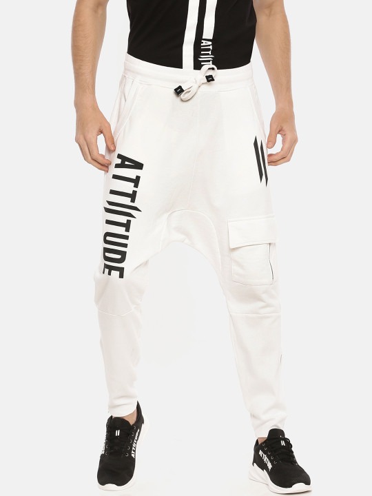 Men White Slim Fit Solid Track Pants