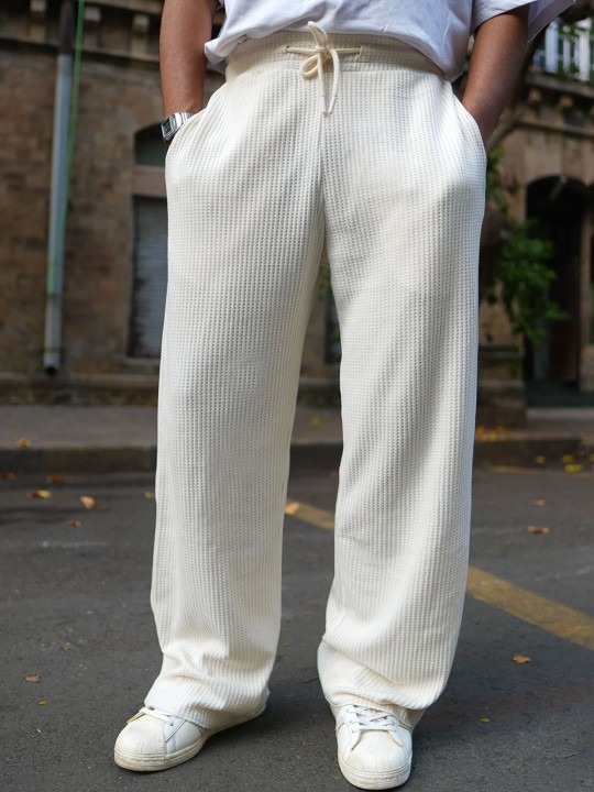 Men Texture Baggy Fit Track Pants