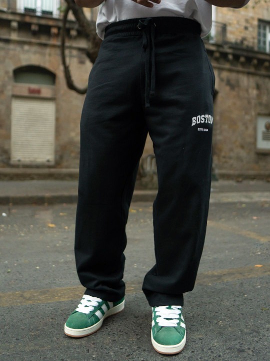 Men Black Printed Baggy Trackpant