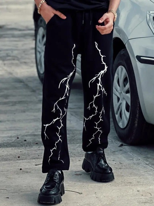 Men Printed Straight Fit Pure Cotton Track Pant