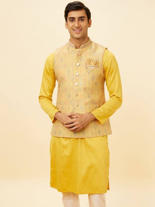 Men Woven Design Brocade Nehru Jacket