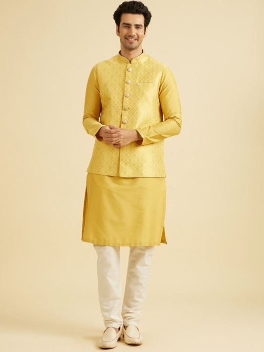 Men Embroidered Woven Design Nehru Jacket